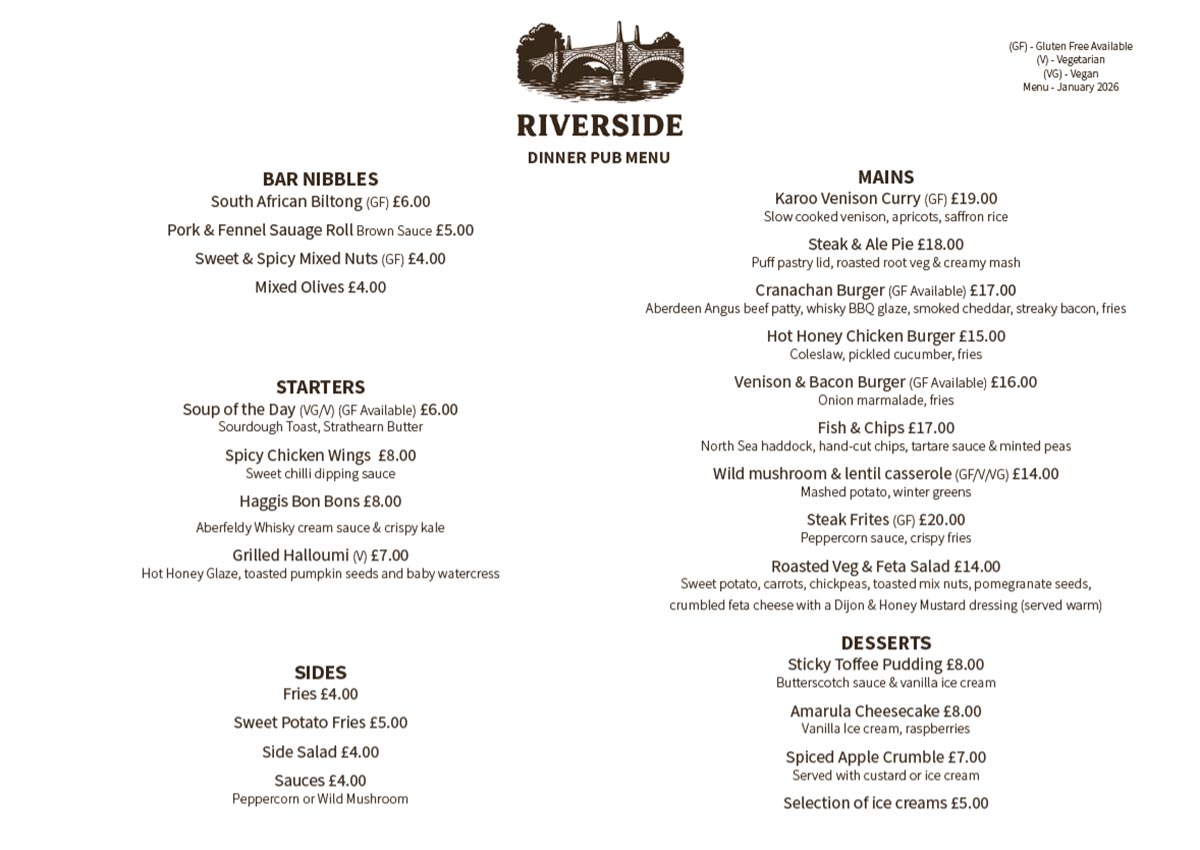 Dinner Menu Jan 2026